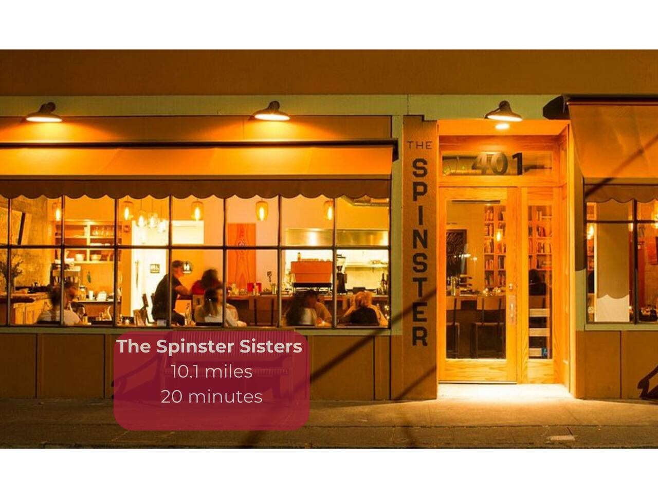 Discover farm-to-table flavors at Spinster Sisters, just ten miles away!