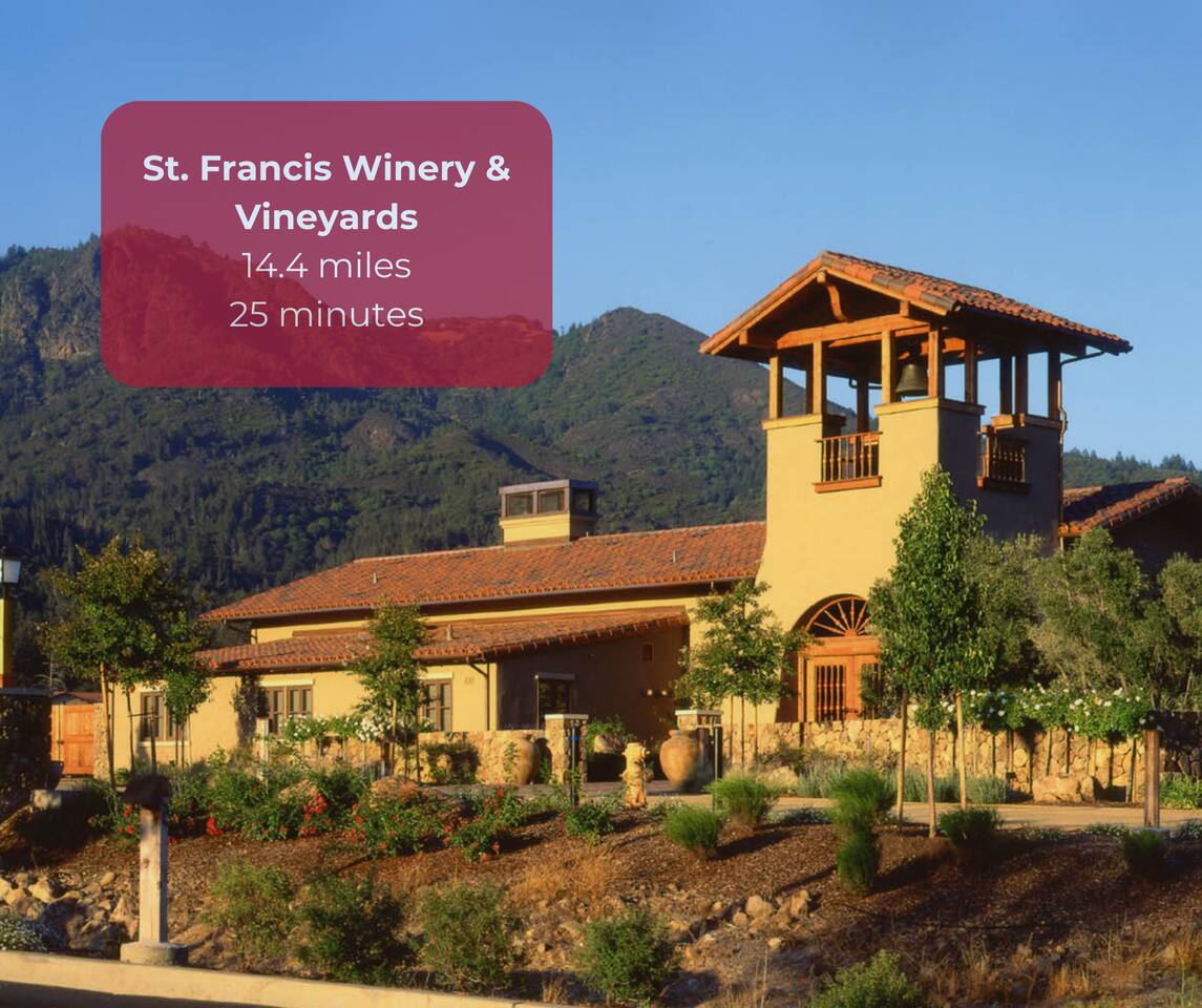Unwind with a glass of award-winning wine amidst breathtaking vineyard views at St. Francis. Your perfect getaway starts here!