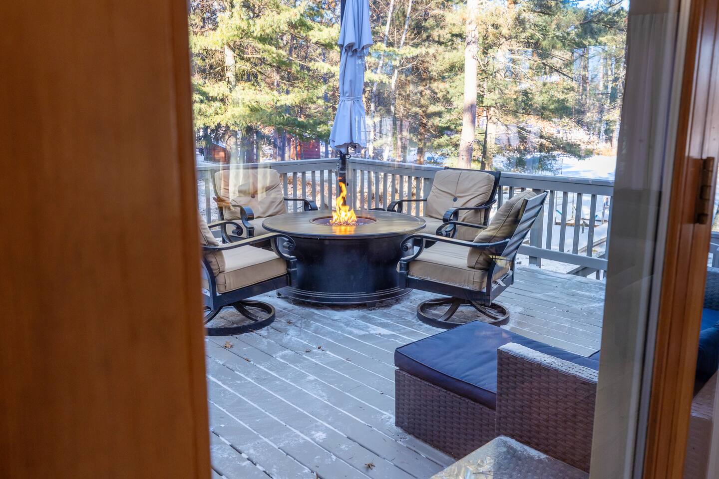 Havilah House — fire table on the deck