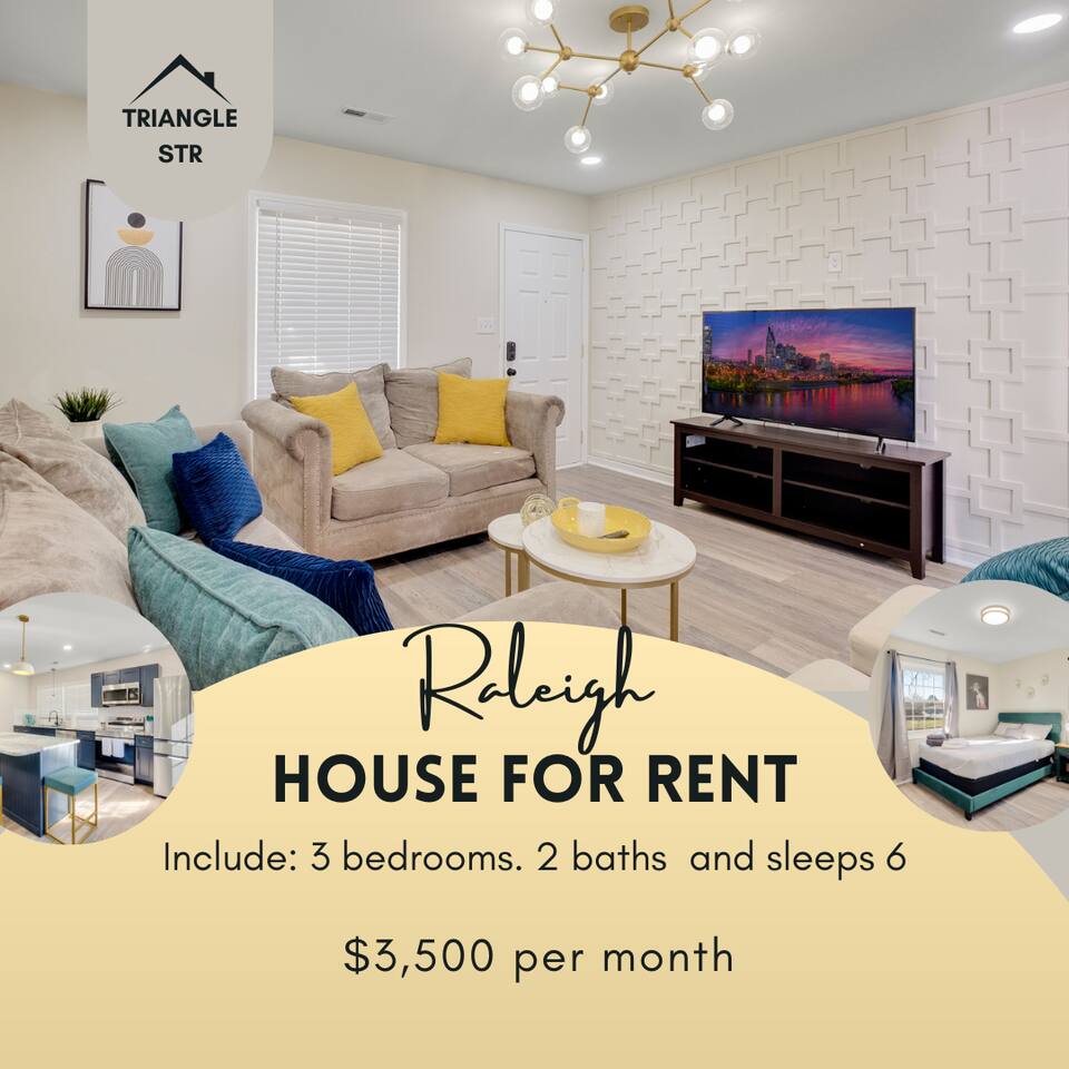 Chic home w king bed in Raleigh -starts at $3.5k/m