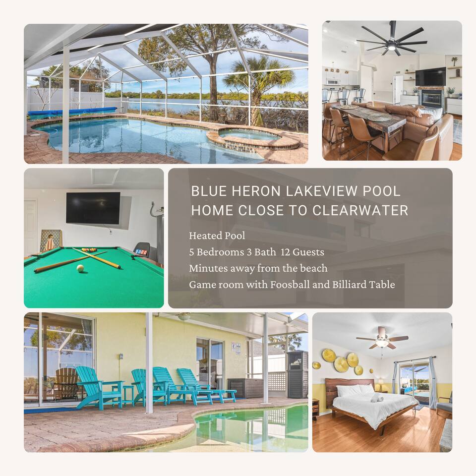 Blue Heron Lakeview Pool Home Close to Clearwater
