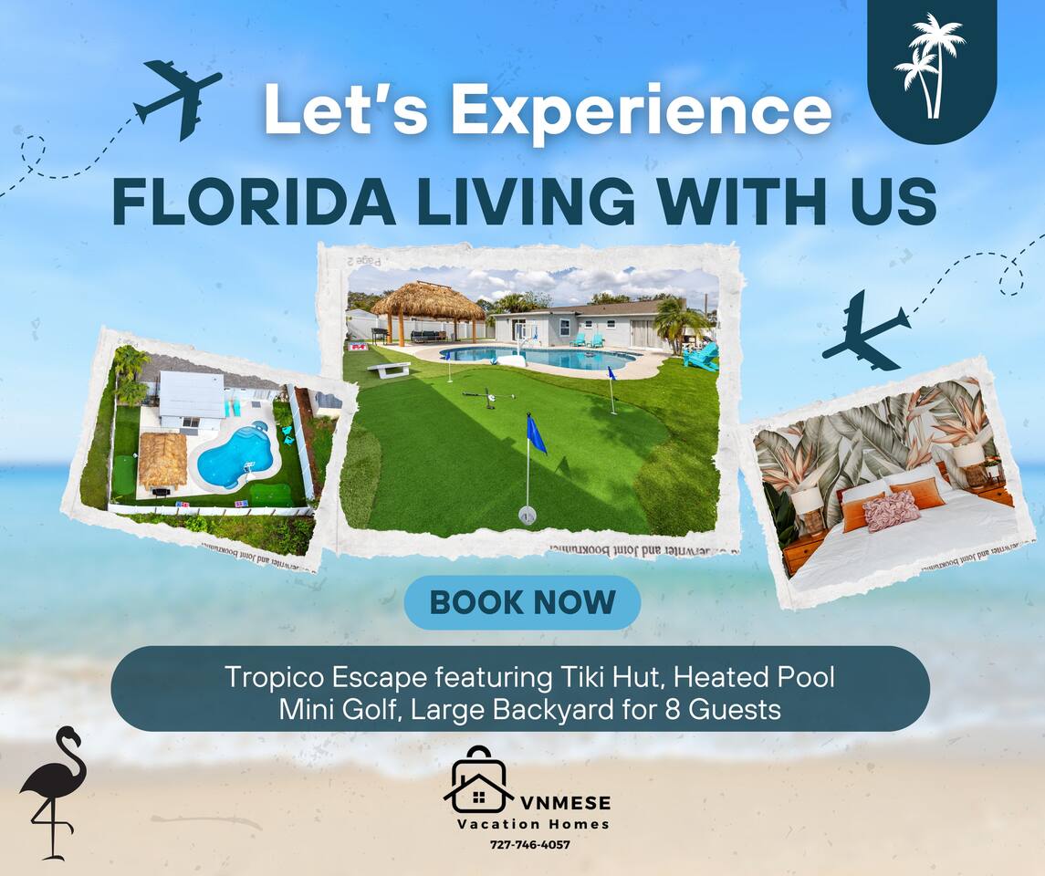 Tropico Escape Huge Backyard w/Heated Pool for 8