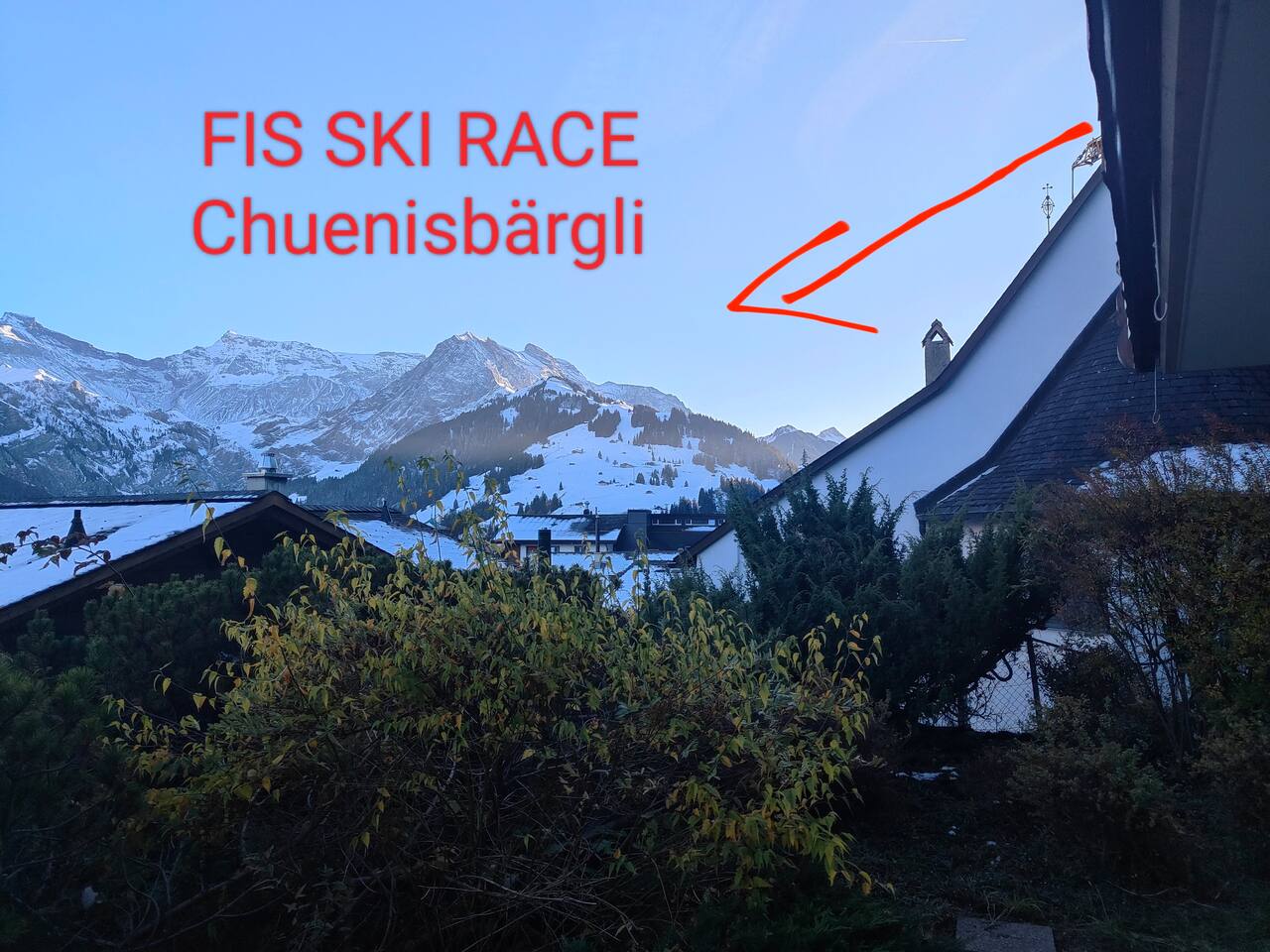 Skirennen von der Terrasse miterleben