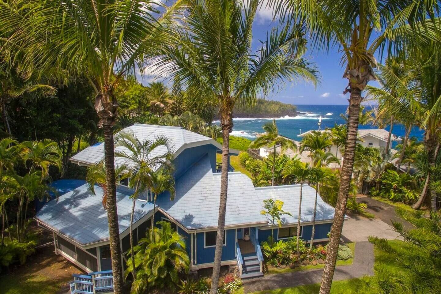 Oceanview Kehena Black Sand Beach House - spa/pool