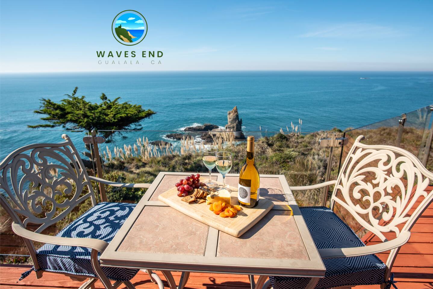 Enjoy panoramic ocean views from your private deck, complete with a cozy seating area and a picnic table perfect for wine and cheese.