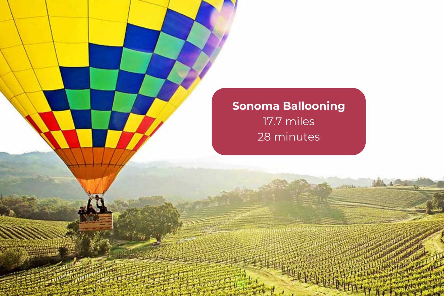 Looking for adventure? Take in the breathtaking views of Wine Country from above with a peaceful and unforgettable hot air balloon ride!