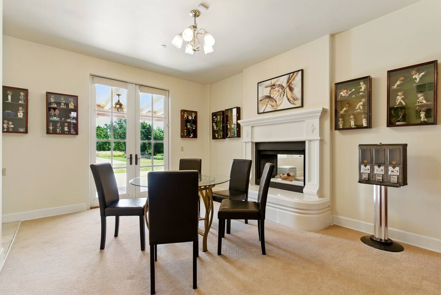 Gather around the poker table for a night of cards, laughs, and friendly competition in this inviting game room.