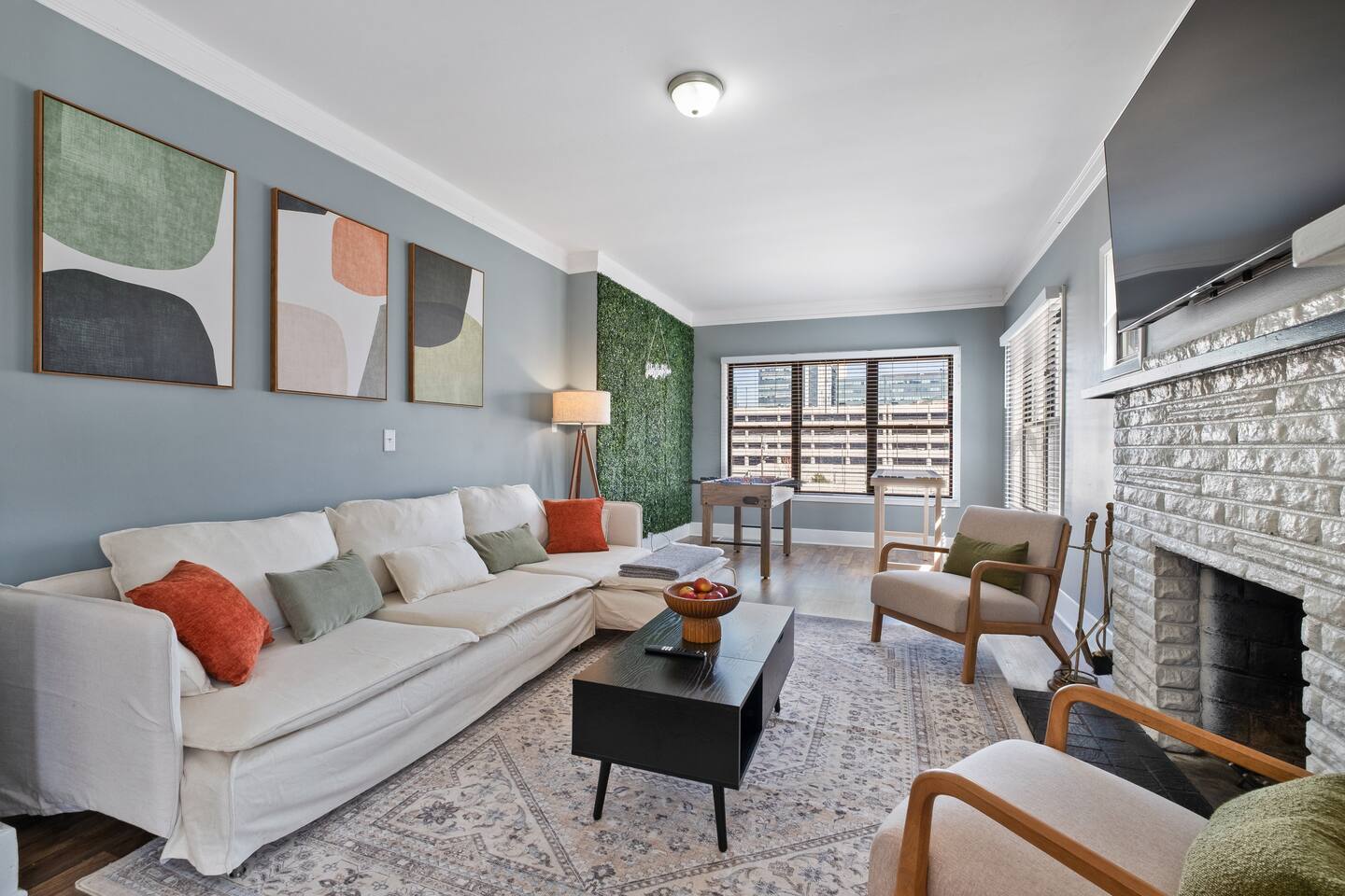 King bed, games, and patio by Blackstone