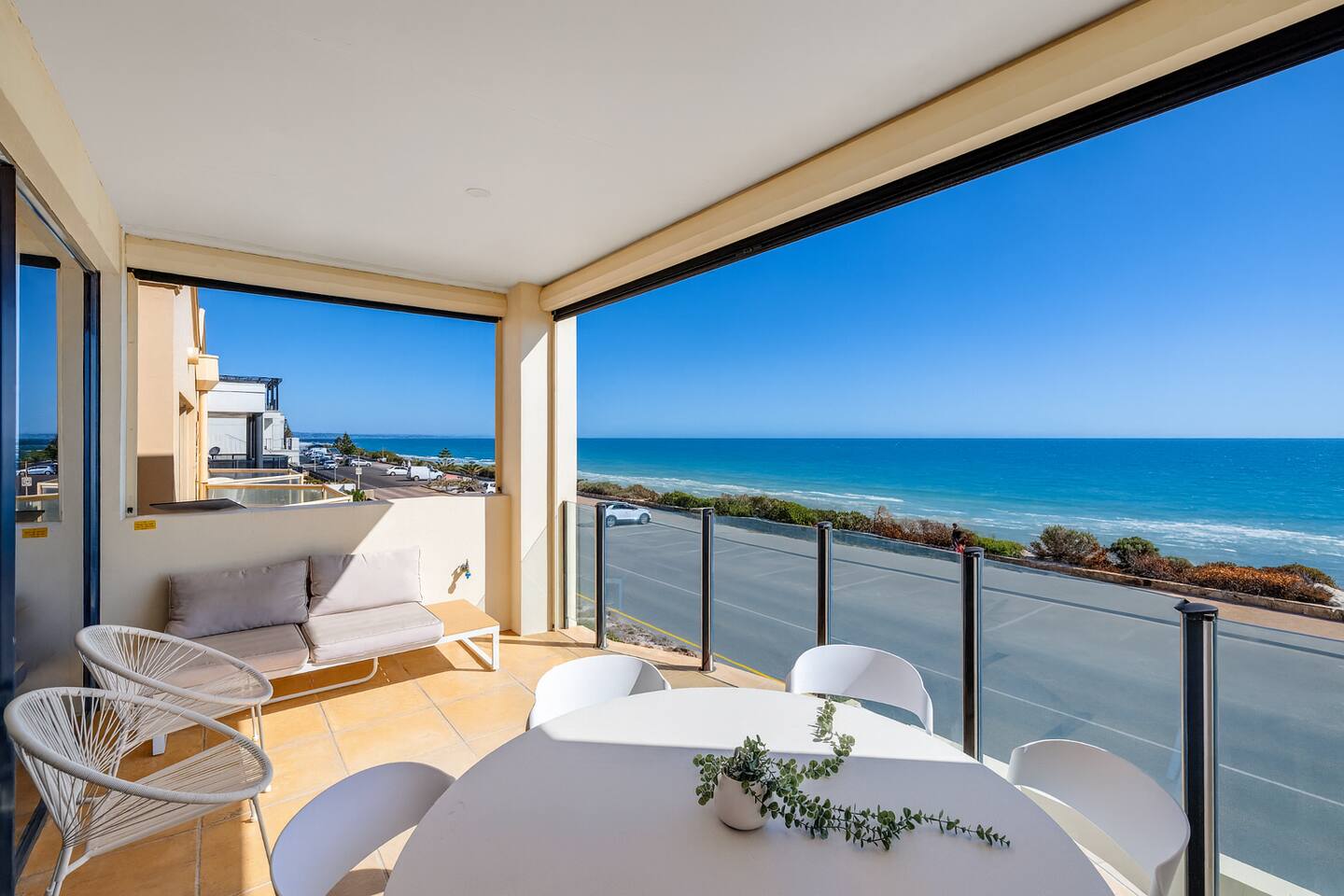 Expansive balcony with panoramic ocean views