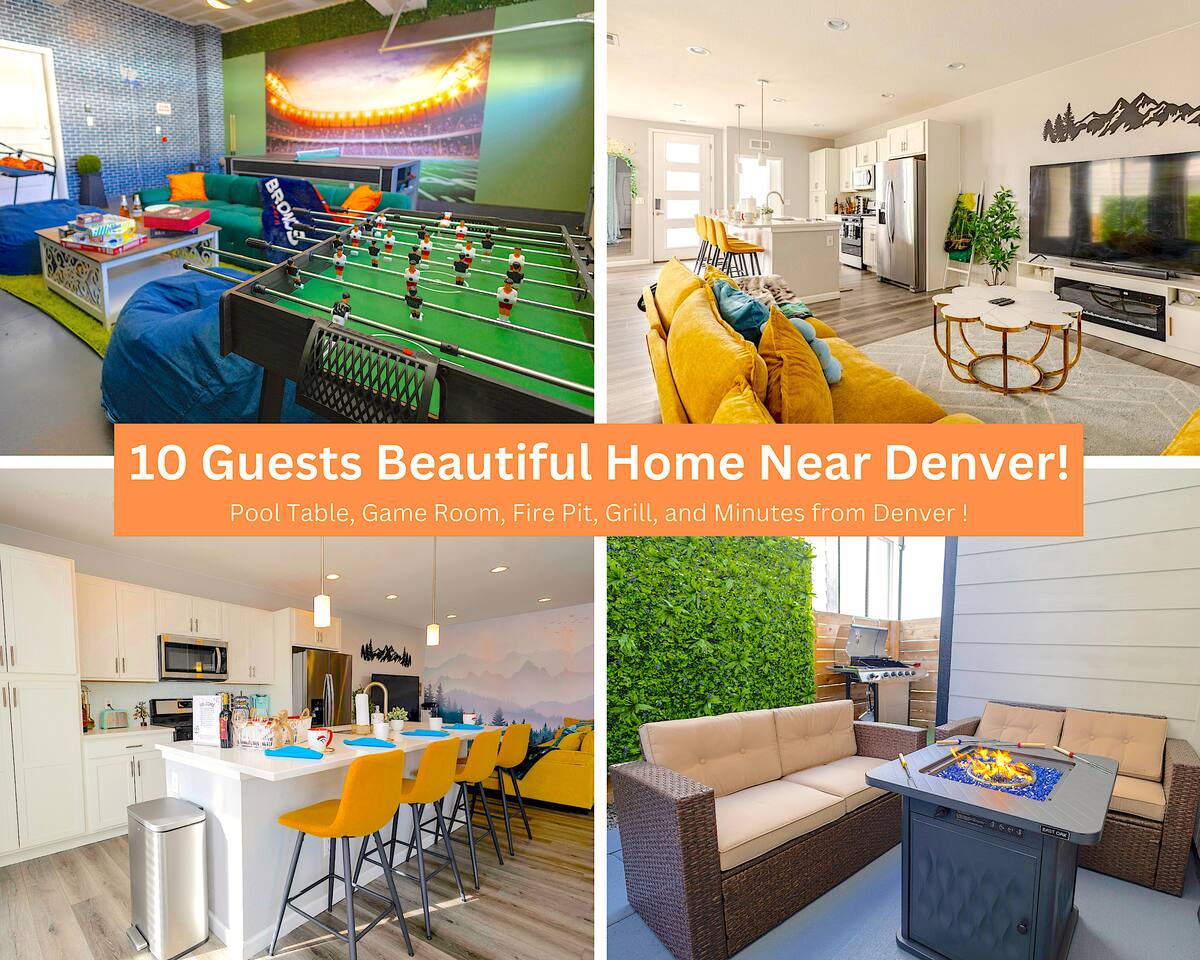 NEW 10 mins to DT Denver! Game Room-Fire pit-Grill