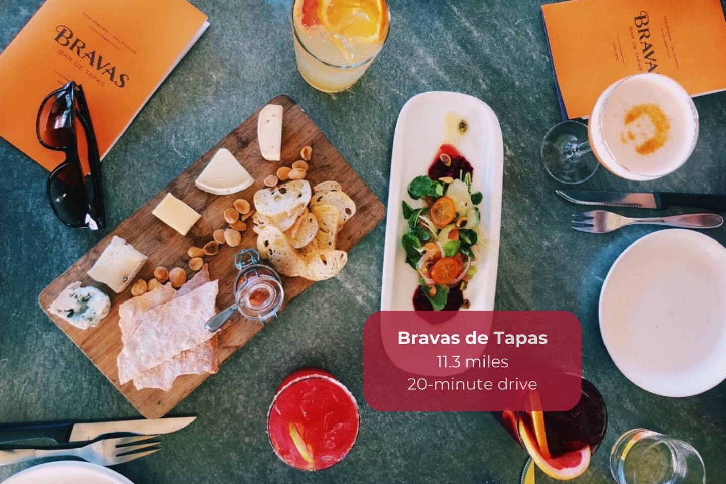 Share vibrant Spanish tapas and craft cocktails at Bravas de Tapas, a lively spot in Healdsburg.