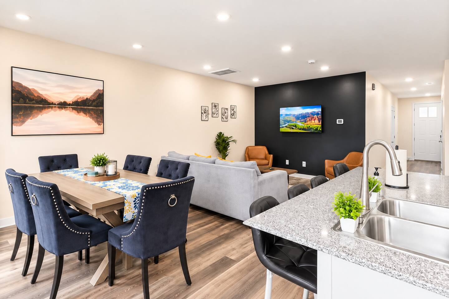 Modern and Inviting Lounge – Featuring an open layout, this lounge area provides a seamless flow for relaxation and social gatherings in your Charlotte townhouse.