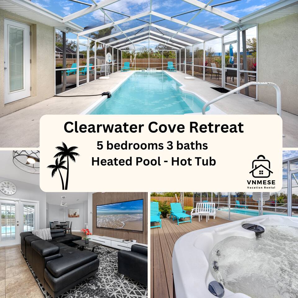 Clearwater Cove Retreat Heated Pool HotTub for 14