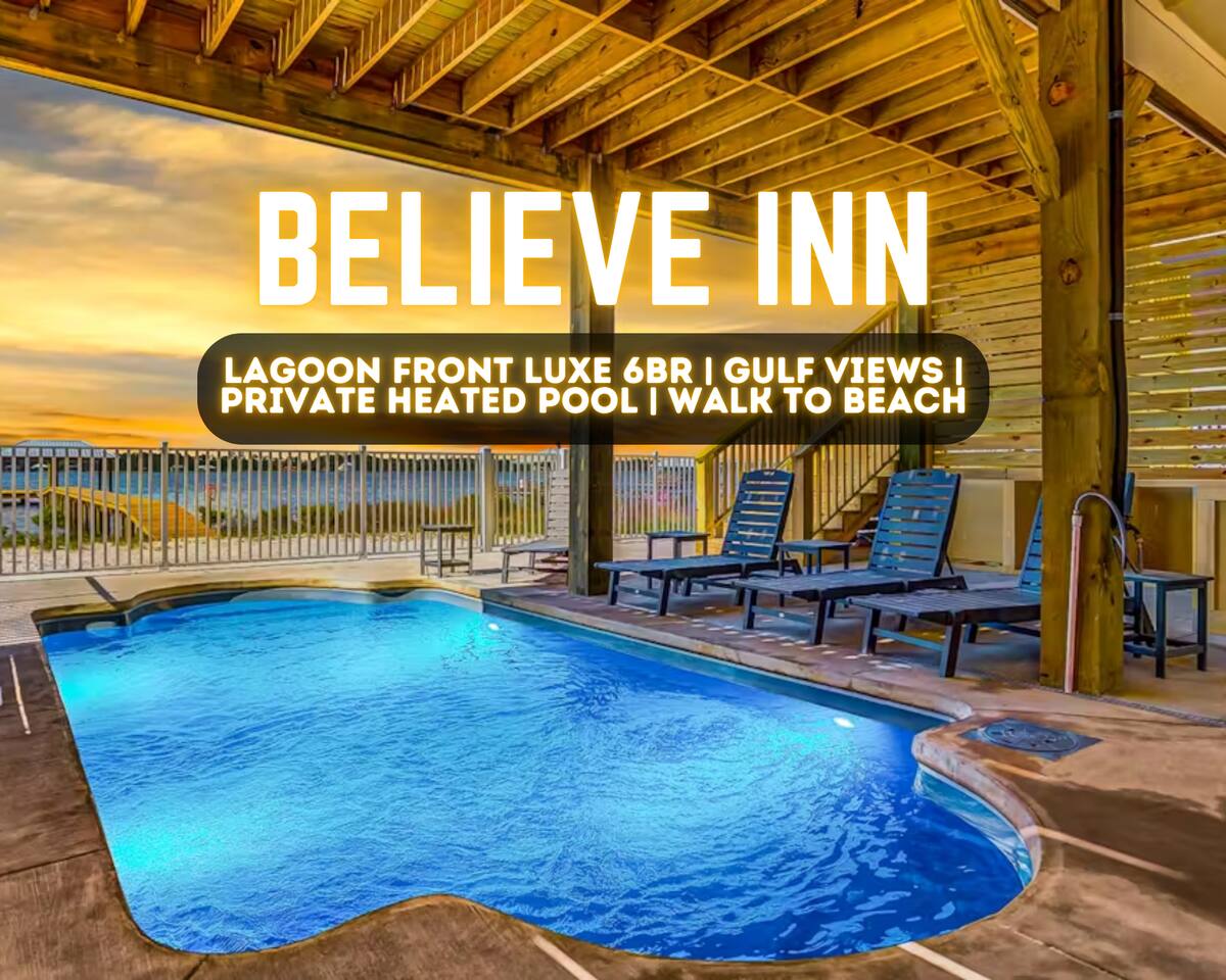 Heated Pool*Lagoon Front w Gulf Views*Lux 6BR*Pier
