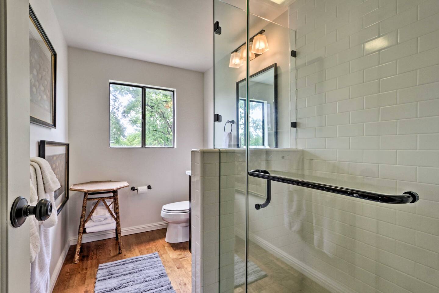 Enjoy the modern comfort of a walk-in shower, perfect for a relaxing start or end to your day.