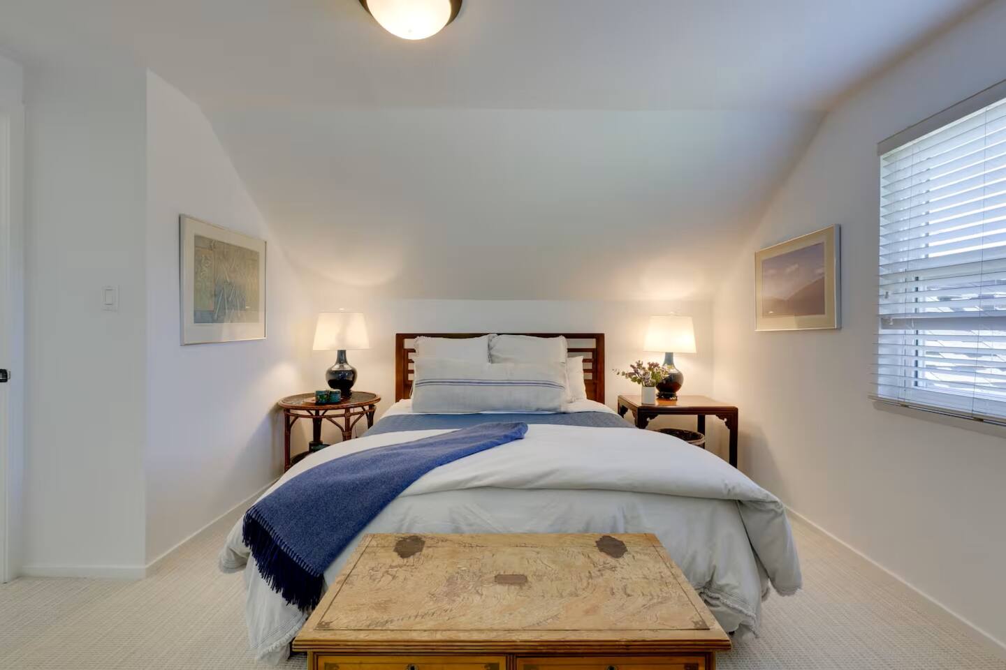 A comfortable queen bed, perfect for a restful night’s sleep and a peaceful retreat.