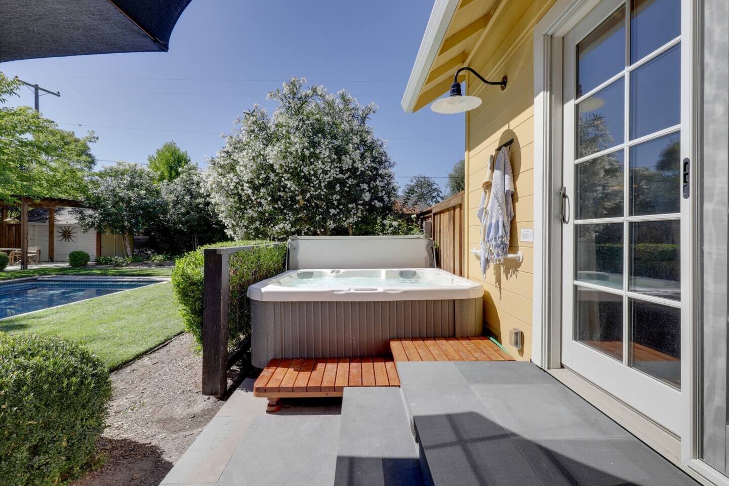 Feel free to relax and unwind in the hot tub!