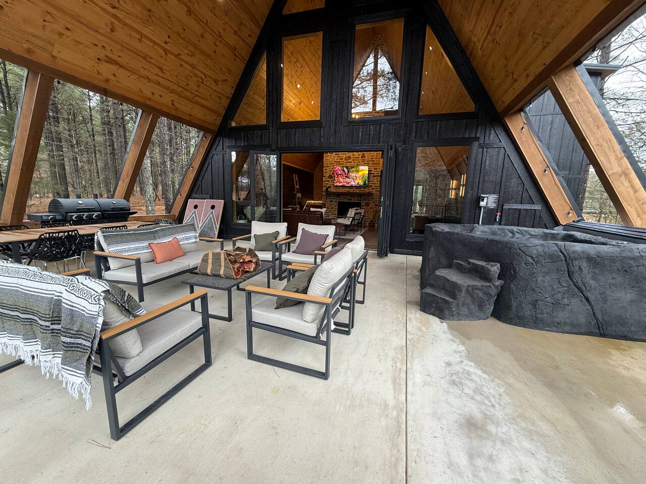 Hot tub and outdoor seating