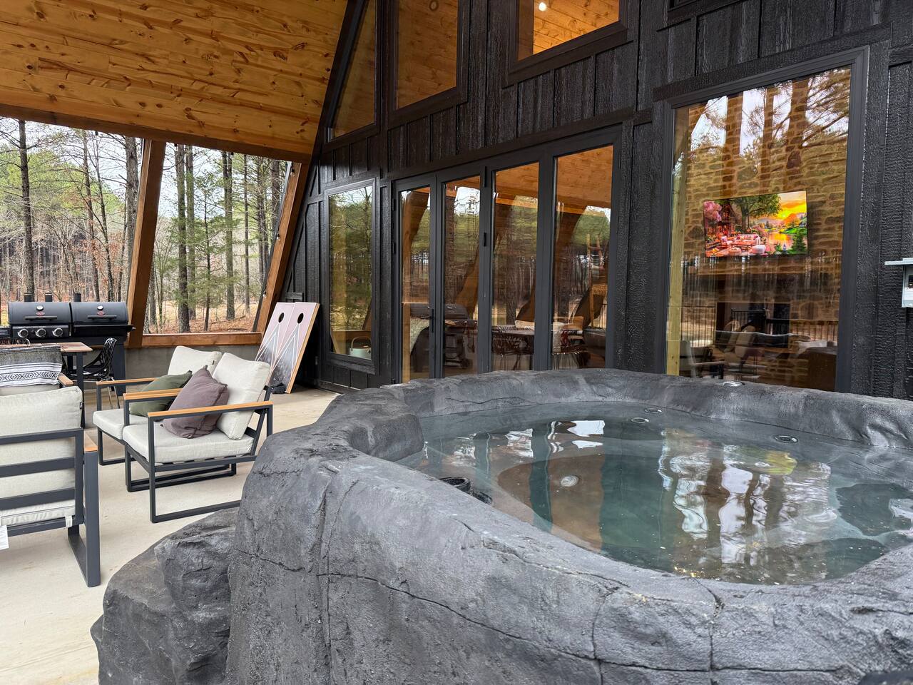 Hot tub and outdoor seating