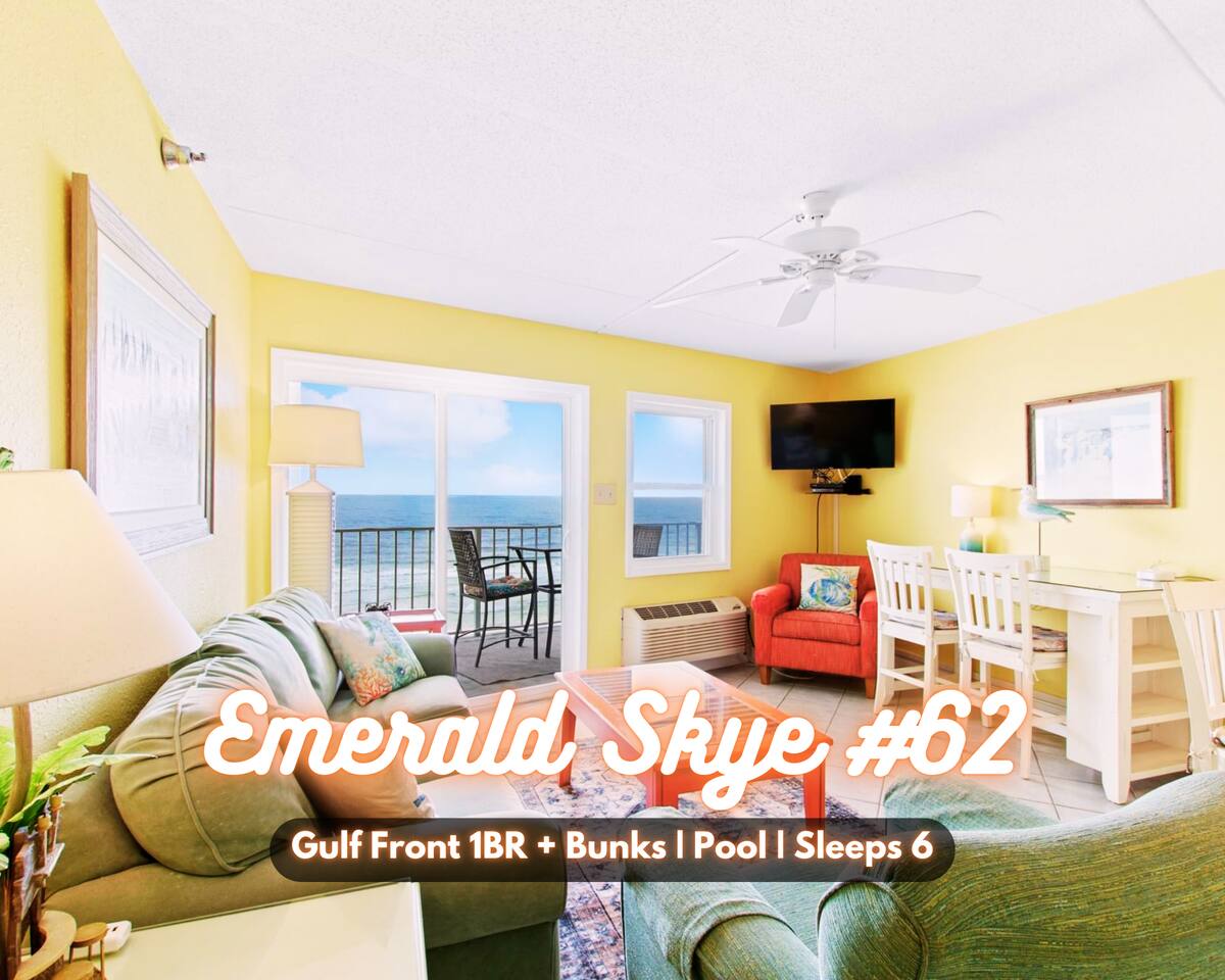 Beach Front*Stunning Gulf Views*Pool*Gym*1BR+Bunks