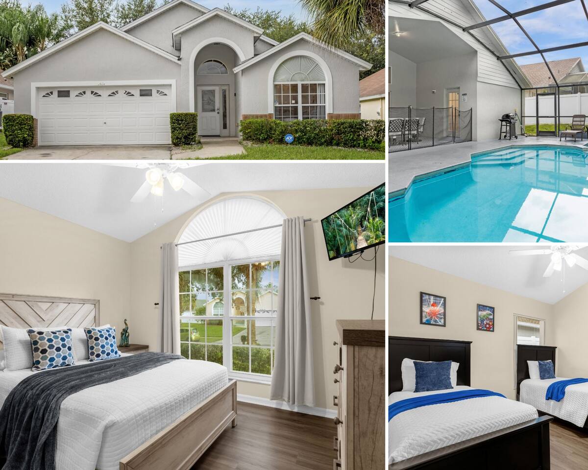 Private Pool, 4 Miles to Disney-6BR / 4 baths Home