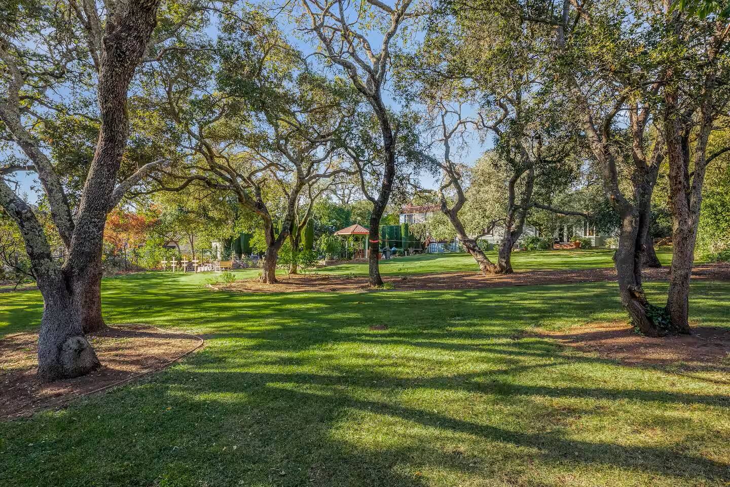 Nature’s beauty at its finest! Expansive green space surrounded by gorgeous oak trees.
