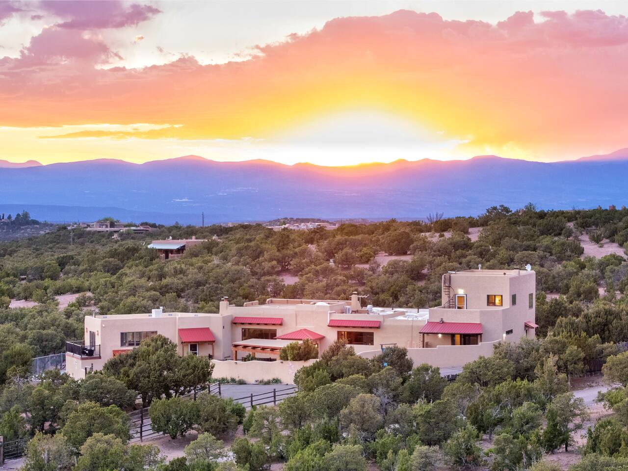 Peaceful Sunsets over Your Private Santa Fe Retreat