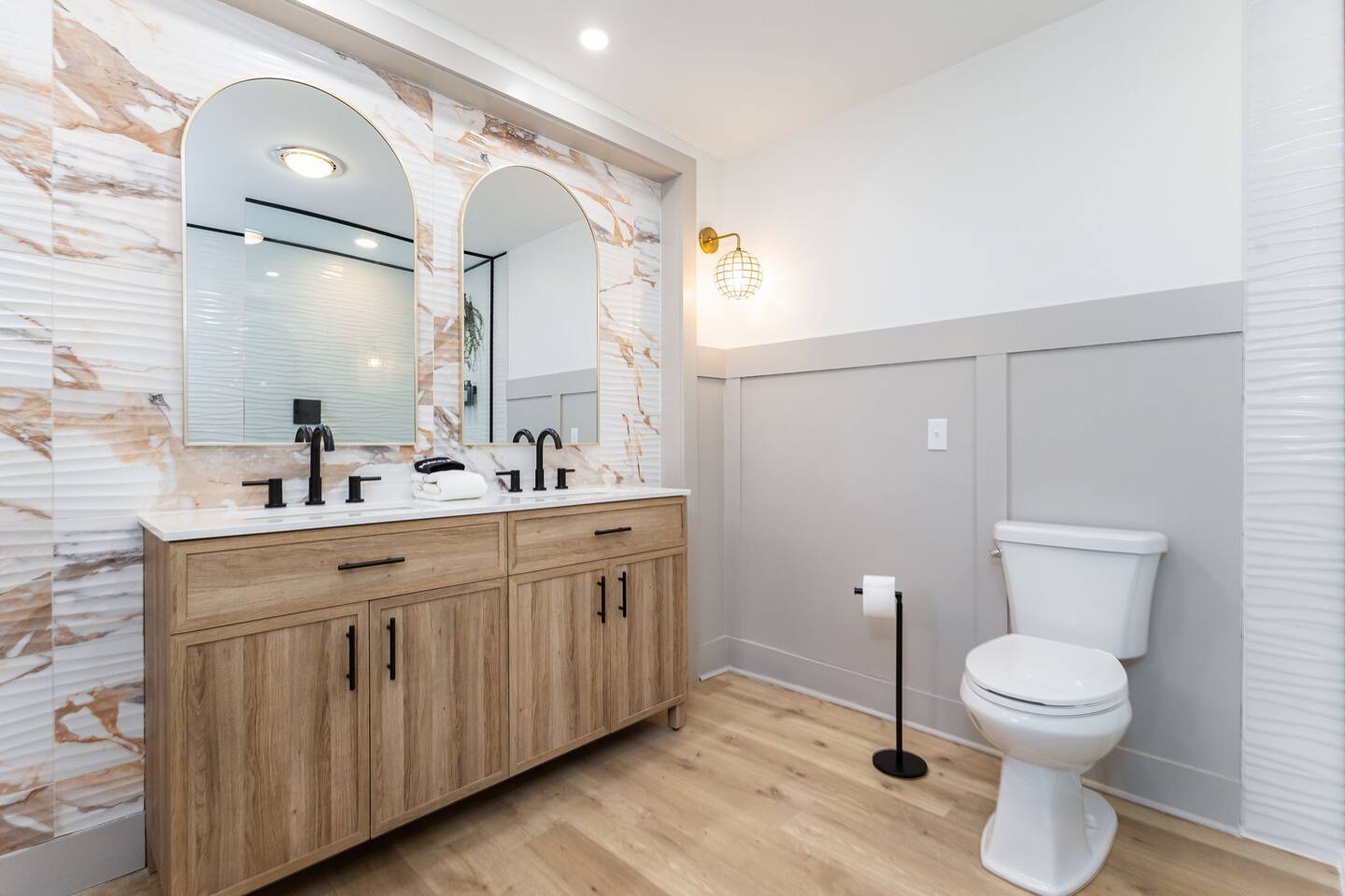 Primary bathroom with a double vanity