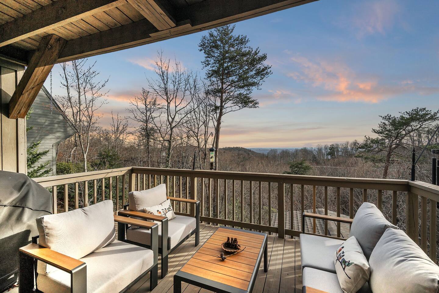 3BR Paris Mtn Cabin with Fireplace & Scenic Views