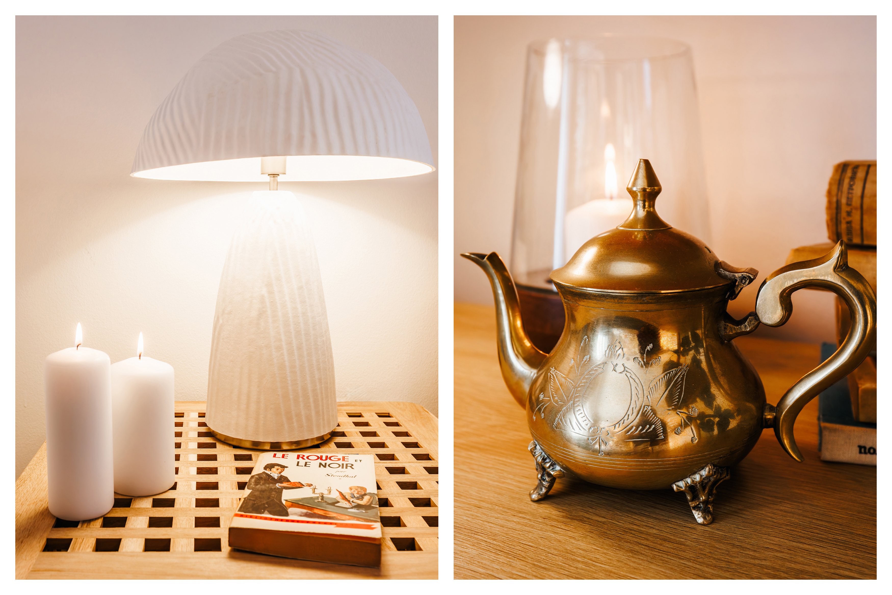Warm designer touches with cozy lighting and curated decor details