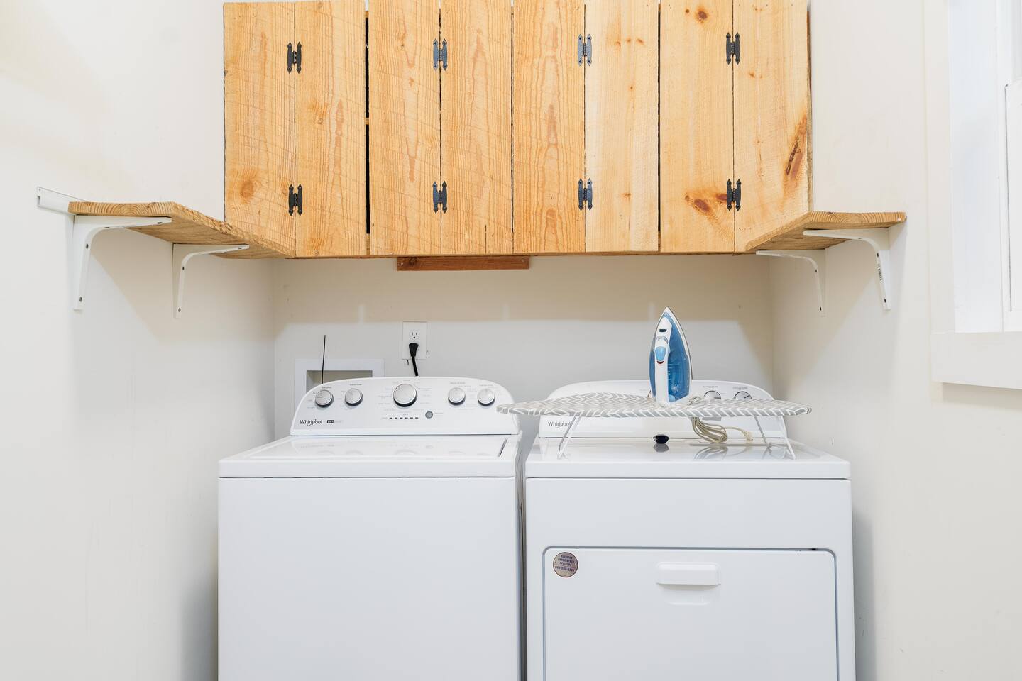 Washer, Dryer, Iron, and Ironing Board