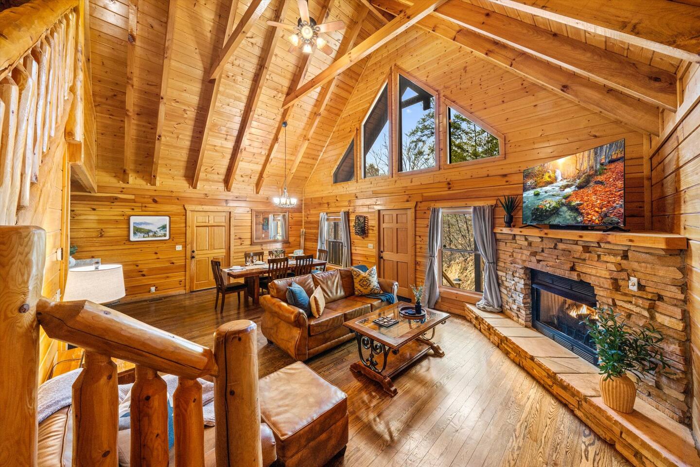 Beautiful “A frame” windows bring in natural sunlight