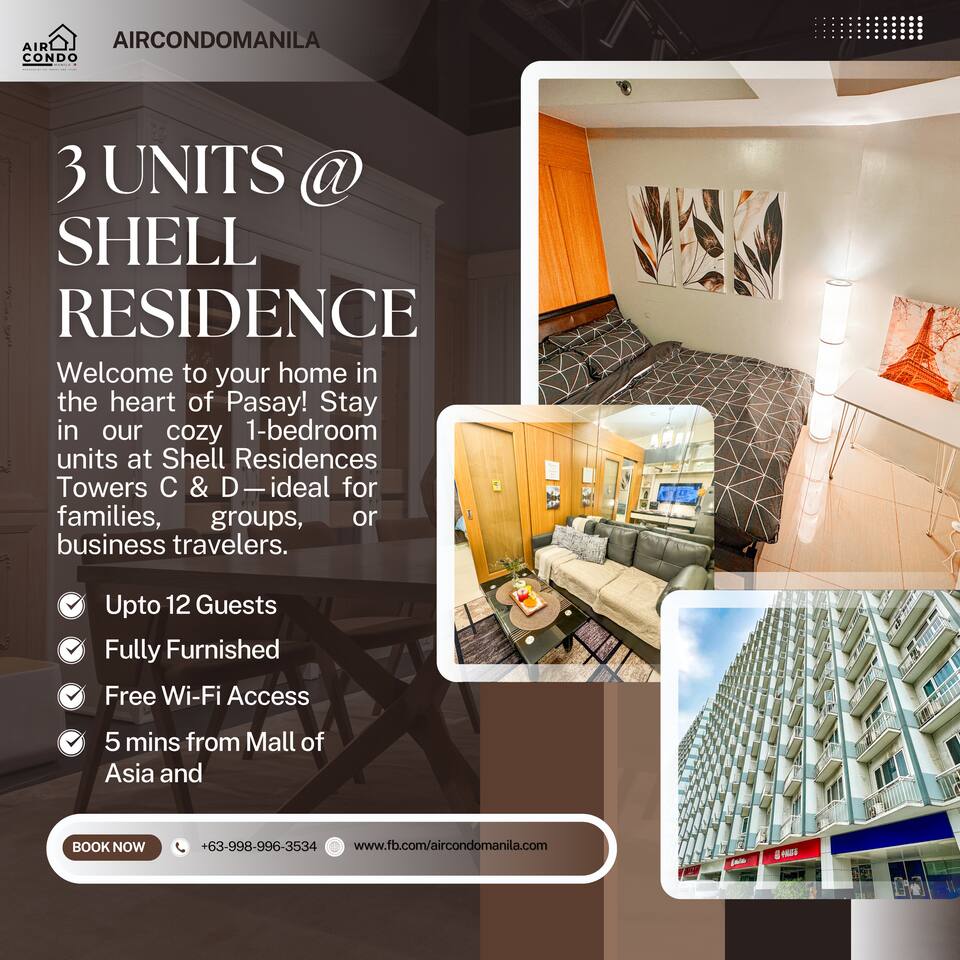 3 Units, 6-12 Guests, - 5mins to Mall of Asia