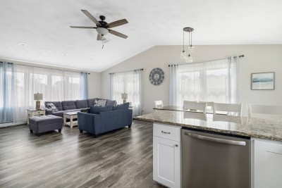 Kitchen opening up into Upstairs Living Room