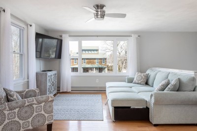 Living Room with pull out queen sofa open