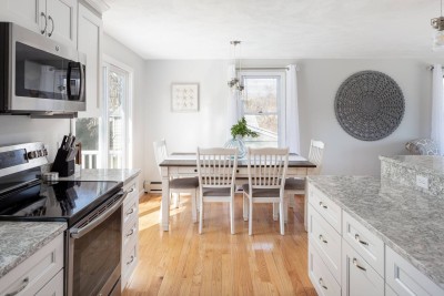 Kitchen opens to dining area.