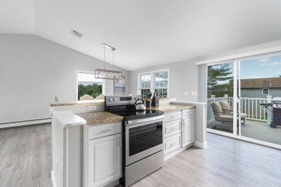 Open Kitchen, Dining area with deck off Kitchen