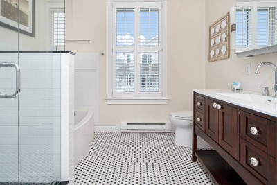 Bathroom #3: Second Floor: Full Bathroom: Shower, Toilet, Tub, Sink, Vanity