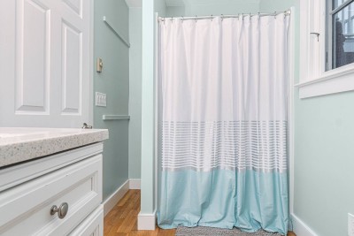 Bathroom #1: First Floor: Full Bathroom: Shower, Toilet, Sink, Vanity