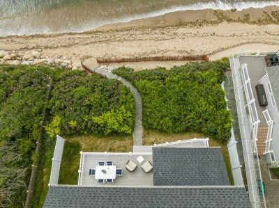 Drone photo of the property and private beach overview. 