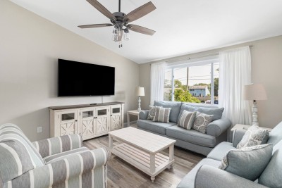 Upstairs Living room, with big screen TV.