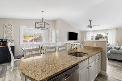 Kitchen, dining room, upstairs living room: all open concept.