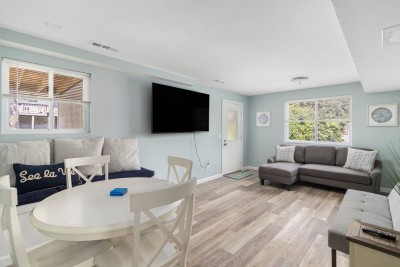 Downstairs living area with direct access to  back yard.