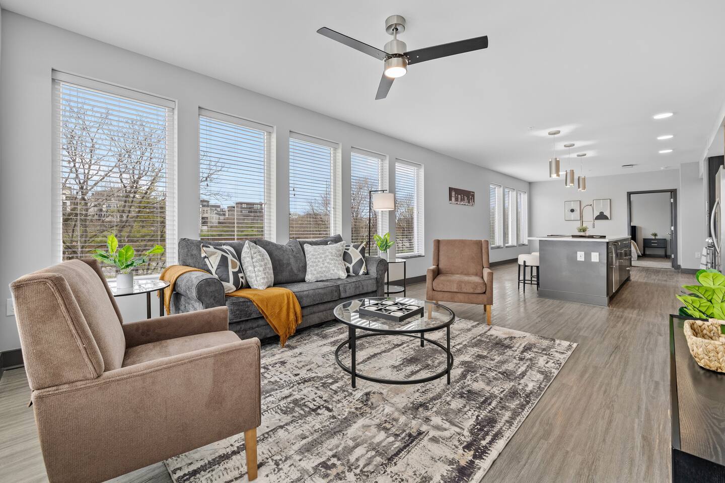 City-view 2BR home w/ gym access