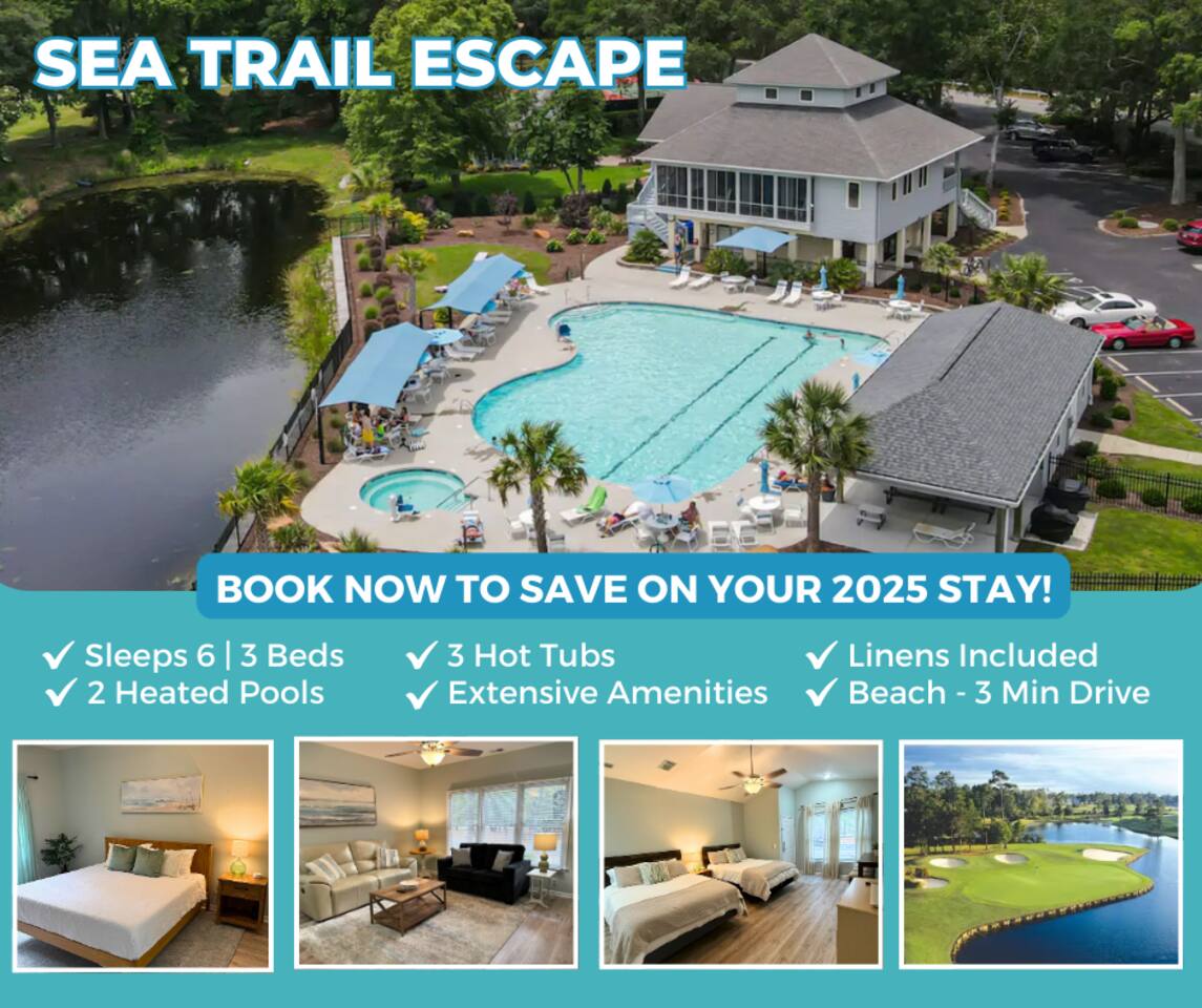Sea Trail Escape * Pool, Hot Tub, Golf  & King Bed