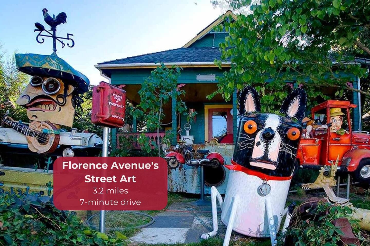 Stroll through Sebastopol’s funky Florence Ave, where whimsical sculptures crafted from recycled materials line the neighborhood.