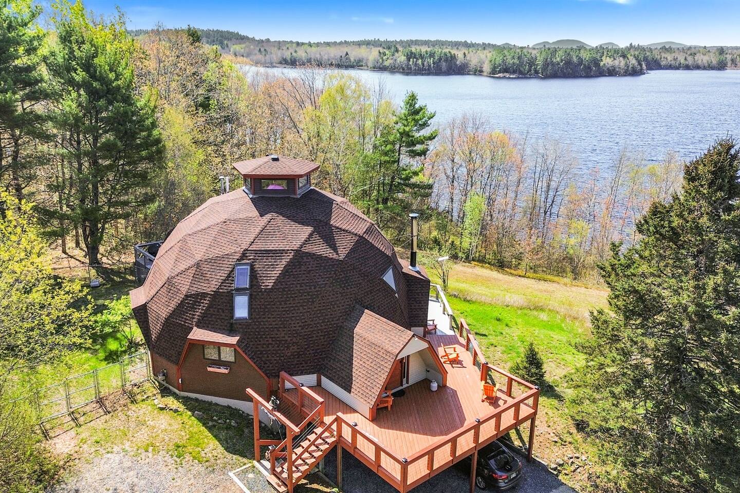Lakefront Geodesic Dome 45 min to Acadia NP