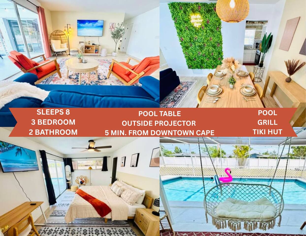 Pool Movie Wall Billiard Ping Pong Games BBQ for 8
