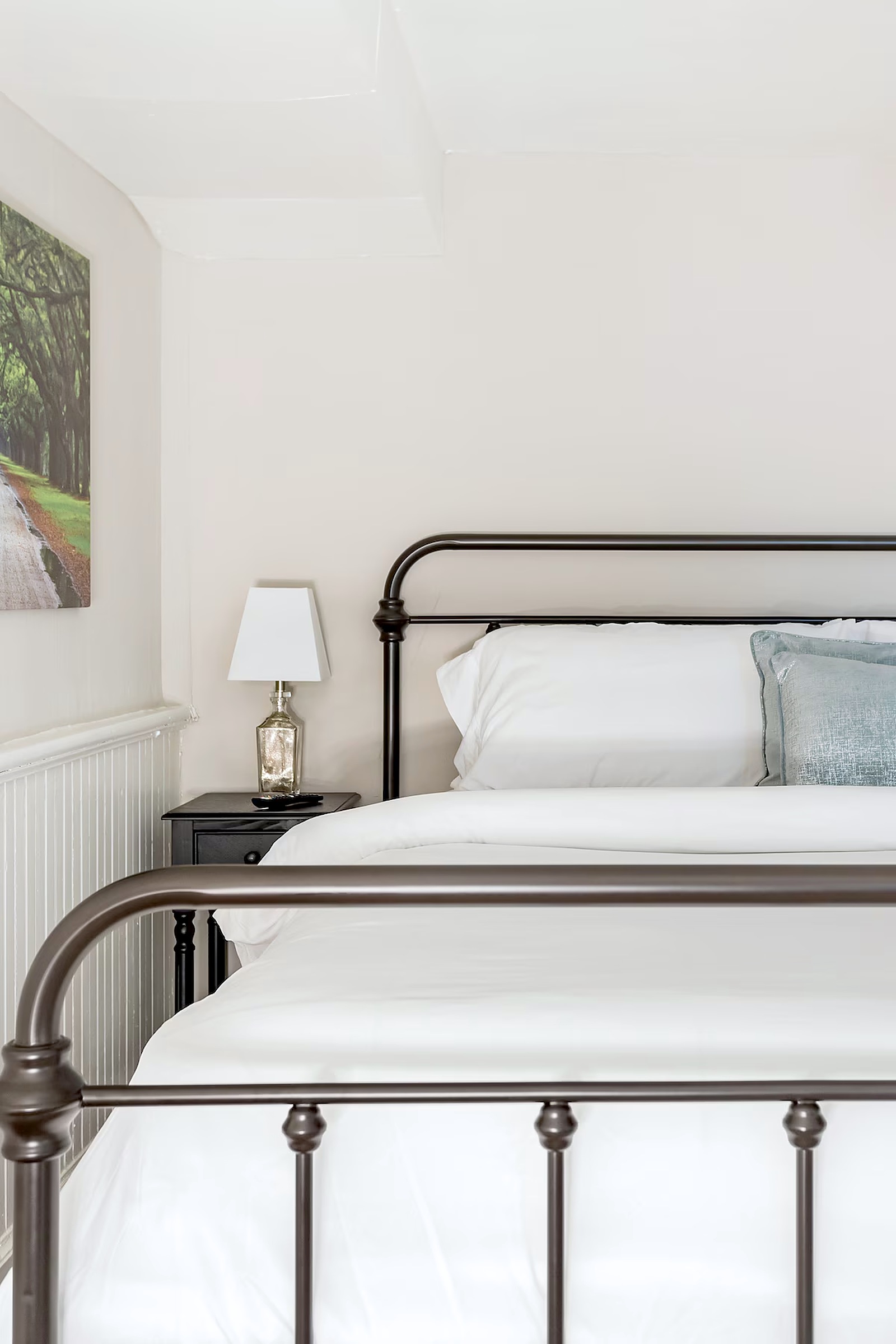 Large new king bed and plush linens