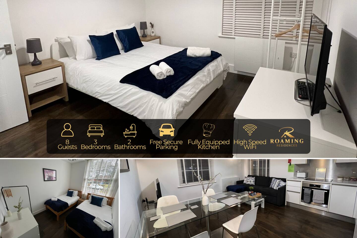 Sleeps 8 - Central - Free Secure Parking - 2 Bath